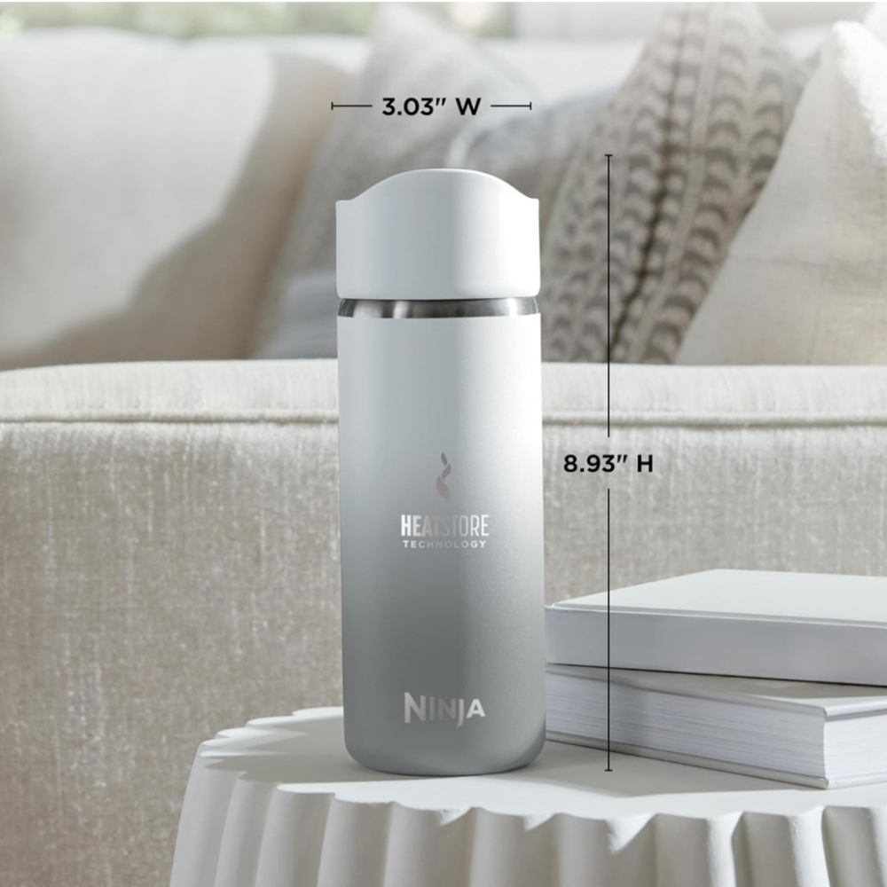 NEW! NINJA STAINLESS STEEL TRAVEL MUG TUMBLER 16 OZ GRAY